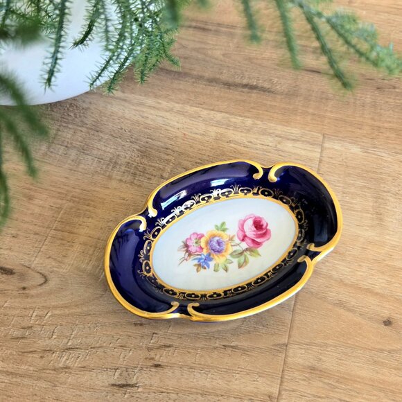 Graf von Henneberg Porzellan Echt Kobalt Made in Germany small dish ashtray - Picture 1 of 5